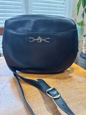 Etienne Aigner Vintage Crossbody Purse, Black, Genuine Leather